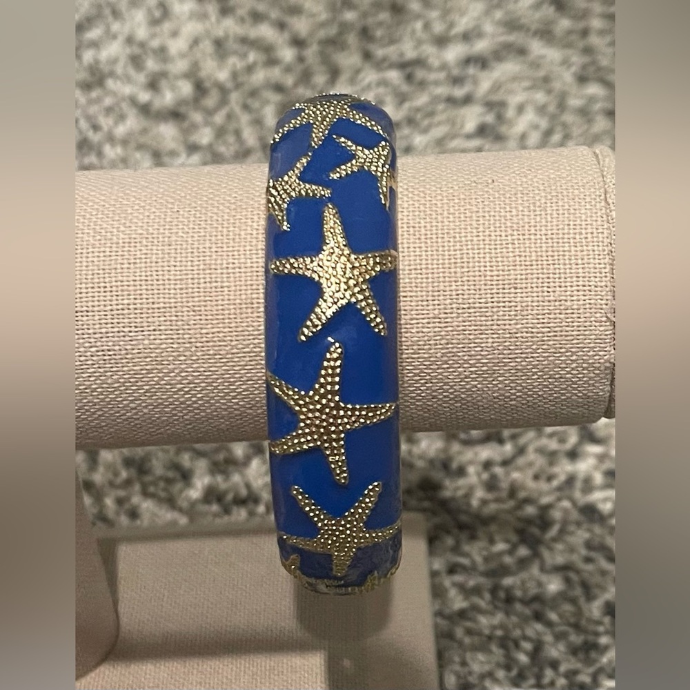 • Talbots • Blue Enamel Hinge Bracelet with Gold Starfish • EUC